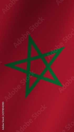 Moroccan national flag waving in the wind