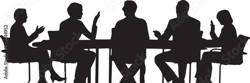 Business people silhouette in boardroom meeting discussing strategy