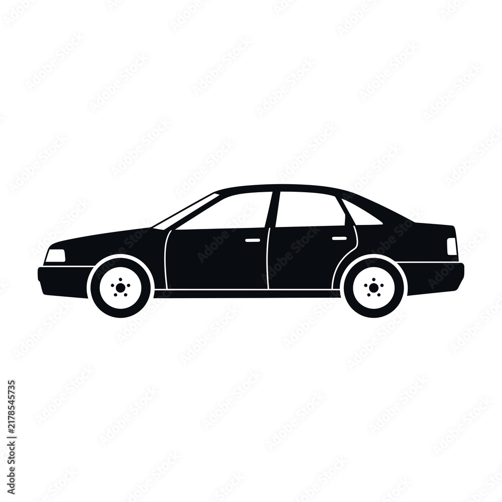 Fototapeta premium Black car side view silhouette graphic