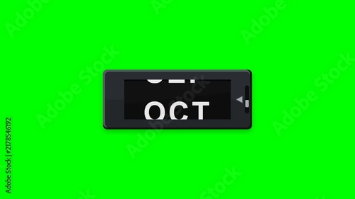 Digital Calendar Display showing Months on Green Screen