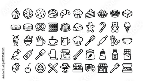 Bild auf Leinwand Mathematics Icon Set in Linear Style