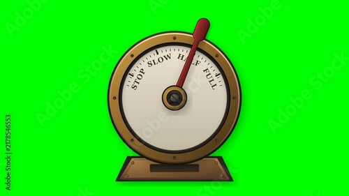 Vintage Nautical Engine Order Telegraph on Green Screen