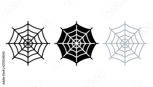 Three spider web icons in different styles
