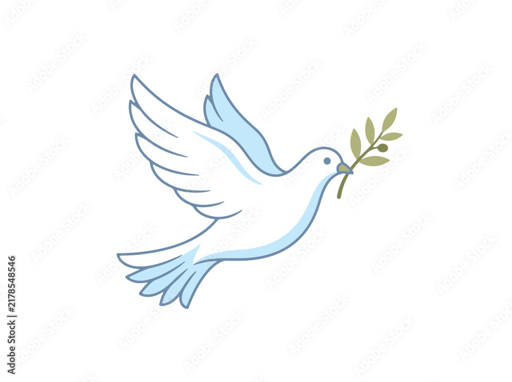 Obraz premium Dove Flying with Olive Branch a Minimalist Vector Illustration Symbolizing Peace and Hope