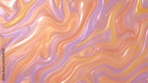 Soft peach and lilac pearlescent waves flow together in a glossy metallic liquid texture with elegant highlights