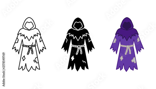 Three styles of a hooded robe icon