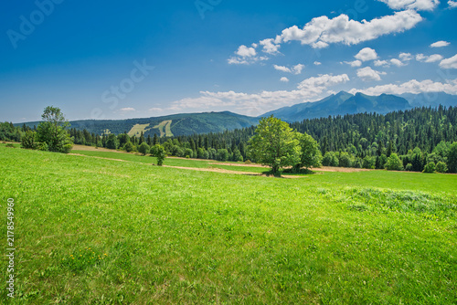landscape with mountains and blue sky