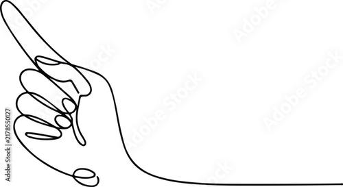 Continuous line drawing of a hand pointing up