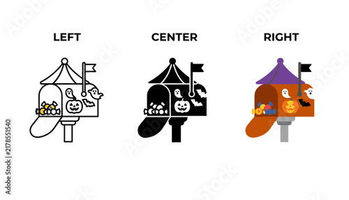 Three styles of halloween mailbox icons