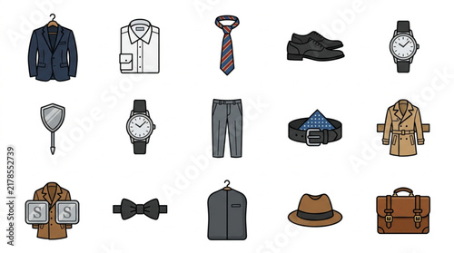 Collection of Mens Fashion Accessories and Clothing Items.