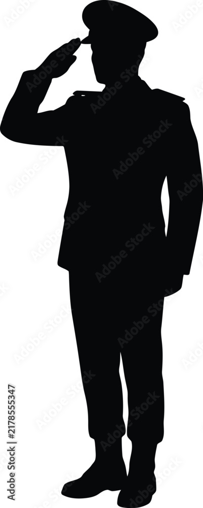 Fototapeta premium Military salute silhouette vector. Army salute vector icon