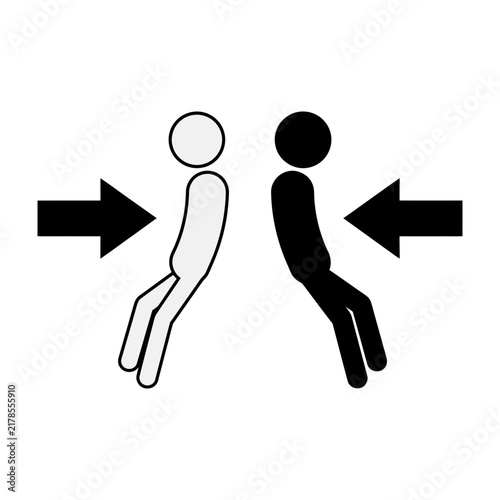 Two stick figures being pulled together in opposite directions
