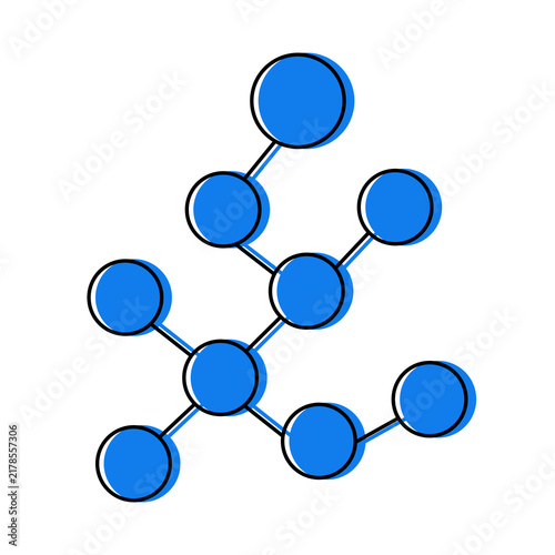Blue Molecular Structure Network Icon, Technology Diagram and Abstract Data Connection