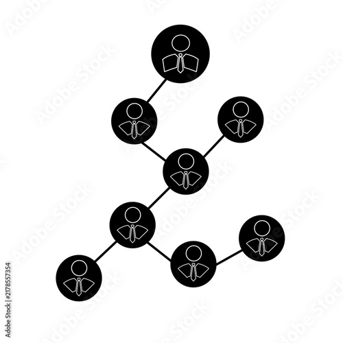 Business Network Connection and People Hierarchy Icons. Corporate Network and Team Structure.