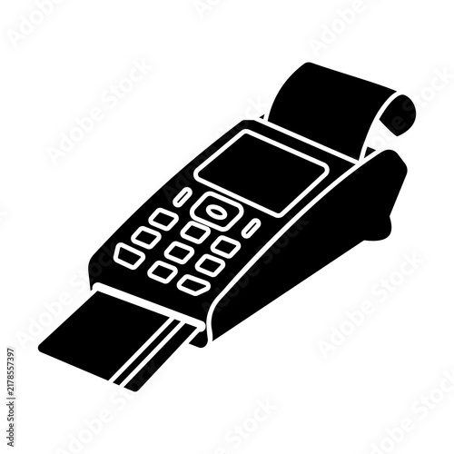 POS Terminal for Credit Card Payments, Point of Sale Machine Icon with Receipt