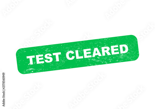 Green success test cleared badge with white text isolated on transparent background