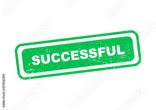 Green successful stamp with bold white text isolated on transparent background