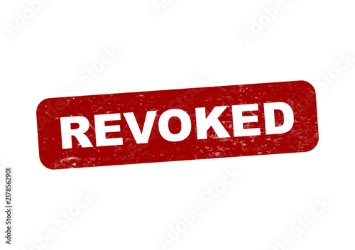 Red revoked stamp with bold text isolated on transparent background