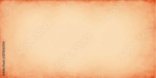 Abstract aged parchment paper texture with vintage orange vignette border edges for artistic background design and creative projects