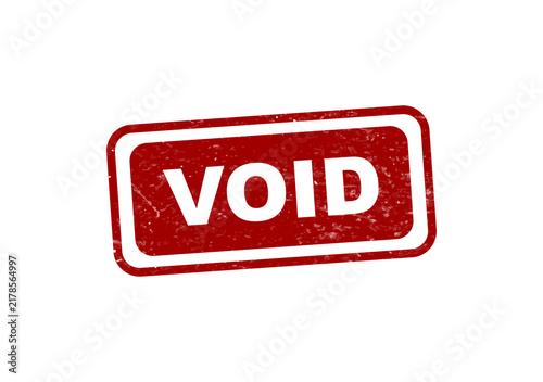Red void stamp with bold white text isolated on transparent background