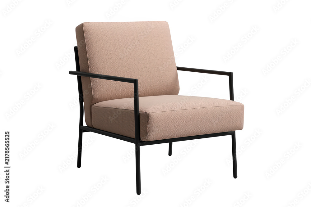 Obraz premium Modern Blush Upholstered Armchair with Black Frame