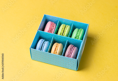 French dessert macaroons. Almond flour. National cuisine. Vegetarian food.