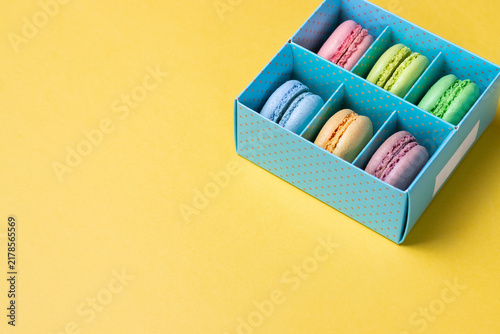 French dessert macaroons. Almond flour. National cuisine. Vegetarian food.
