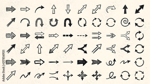 hand drawn arrow doodle set design elements vector