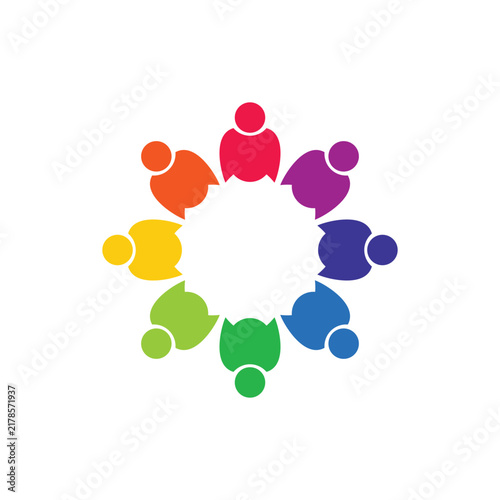 Colorful Circular Teamwork People Icon