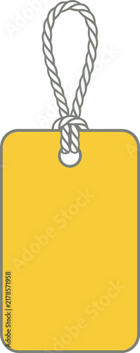Yellow price tag vector, blank hanging paper label with rope, retail sale tag for marketing and branding