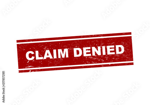 Fotografie Red claim denied rejection stamp on white background isolated on transparent bac