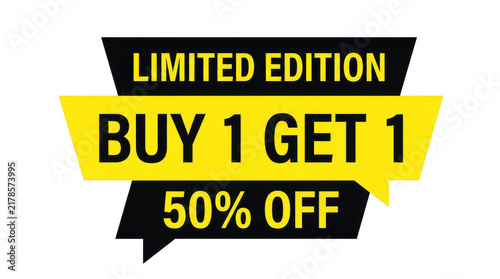 Fotografie Limited edition buy 1 get 1 50% off promotional badge isolated on transparent ba