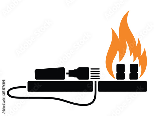 Electrical Power Strip Fire Hazard Illustration