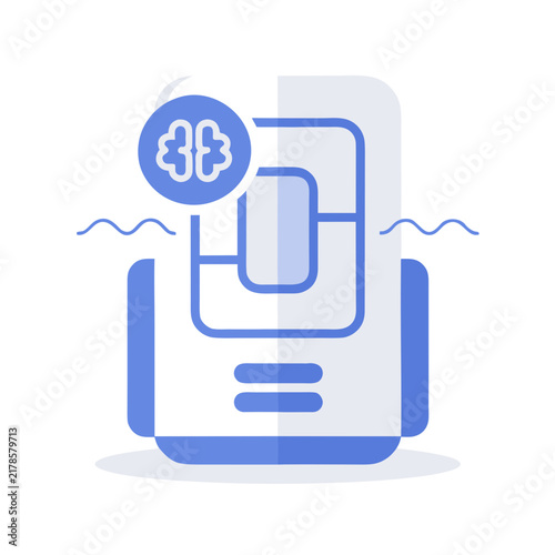 AI chip processor icon with circuit board design, flat vector