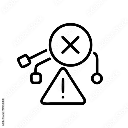 Error warning or connection problem icon with cross and exclamation.