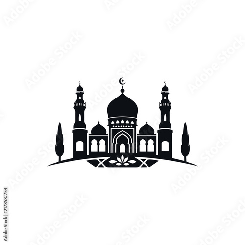 Islamic Mosque Silhouette Vector Illustration for Ramadan and Eid Design
