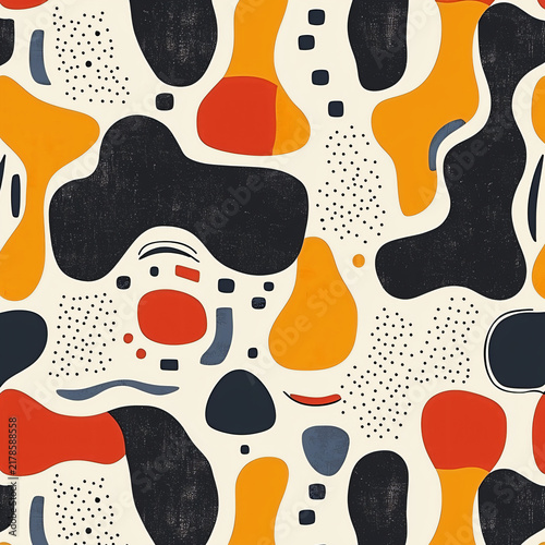 Abstract Organic Shapes in Bold Colors on a Neutral Background