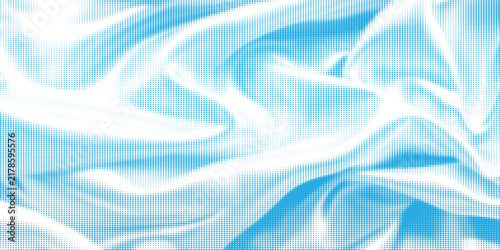Abstract Blue Halftone Fabric Waves Background With Smooth Flowing Texture And Light Gradient