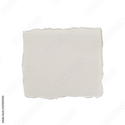 Torn paper edge blank white square isolated on transparent background for design