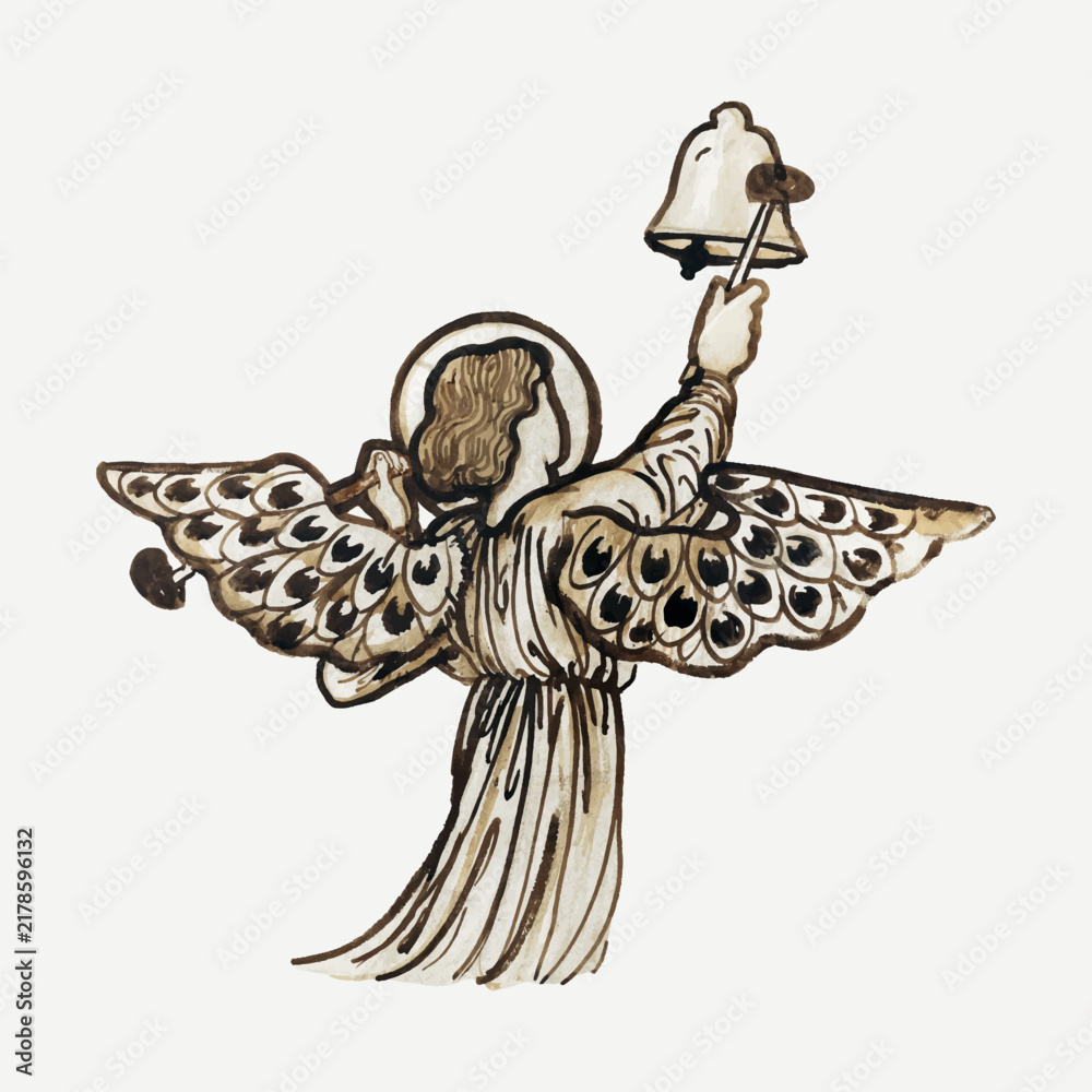 Fototapeta premium Angel vector illustration, remixed from artworks by Sir Edward Coley Burne-Jones