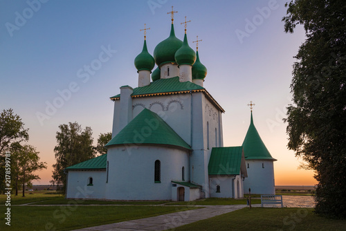 The Church of St. Sergius of Radonezh (1913-1917, designed by Shchusev) on Kulikovo Field on a July evening. Tula Oblast, Russia
