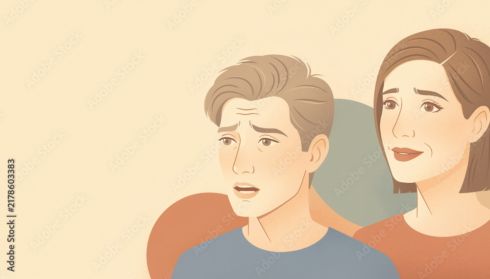 Obraz premium Woman Offering Emotional Support to Worried Man With Copy Space