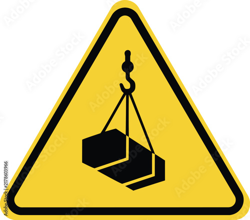Overhead load warning sign vector isolated on white background