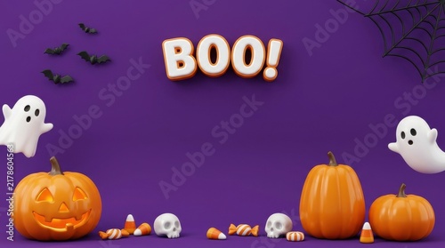 Halloween pixel art with jack o lanterns and ghosts saying boo