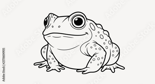 Detailed frog line art for coloring book page.
