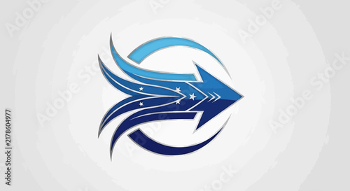 Dynamic blue swoosh arrow corporate logo