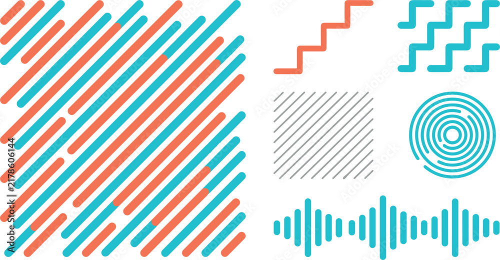 Obraz premium Abstract geometric line pattern background and graphic design shapes vector set