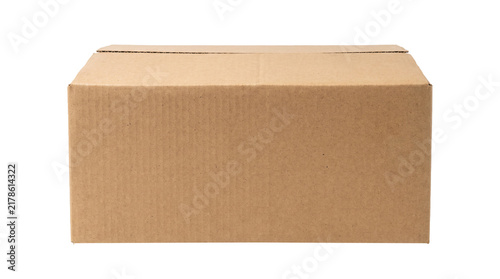 Kraft Cardboard Shipping Box Front View Mockup