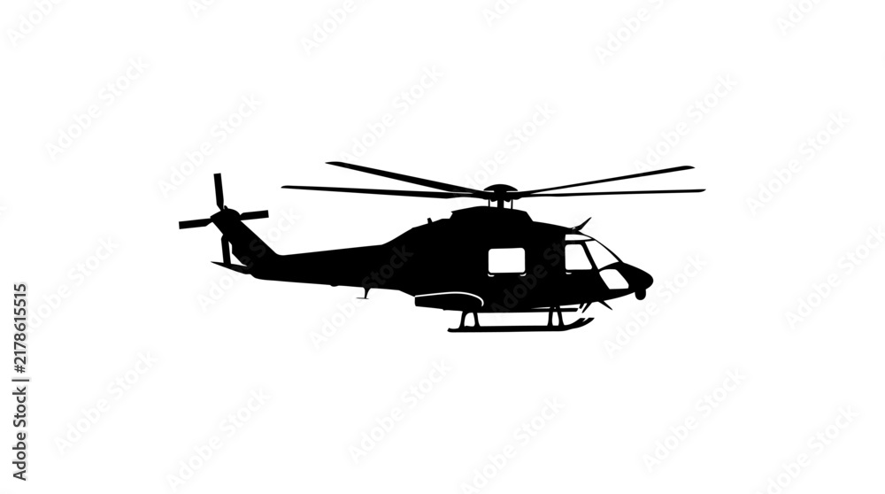 Fototapeta premium Helicopter silhouette against a white background a detailed aviation form