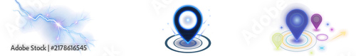 Set of location map pin icons and shapes